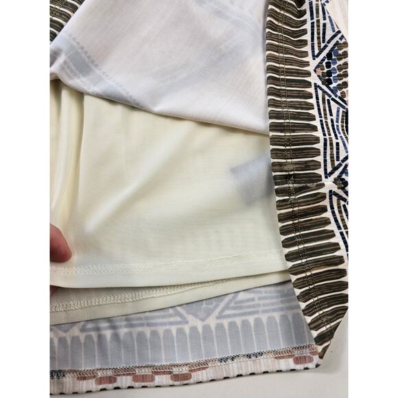 Hale Bob small tribal Aztec geometric lined shift dress printed split neck EUC - Picture 6 of 9